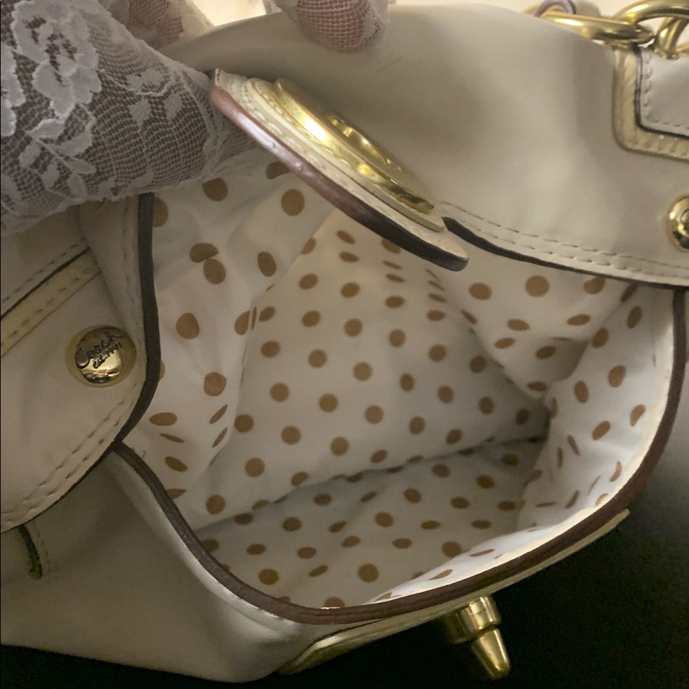 COACH Peyton Carryall Leather Satchel (EUC) Bone/ Gold - Picture 17 of 17